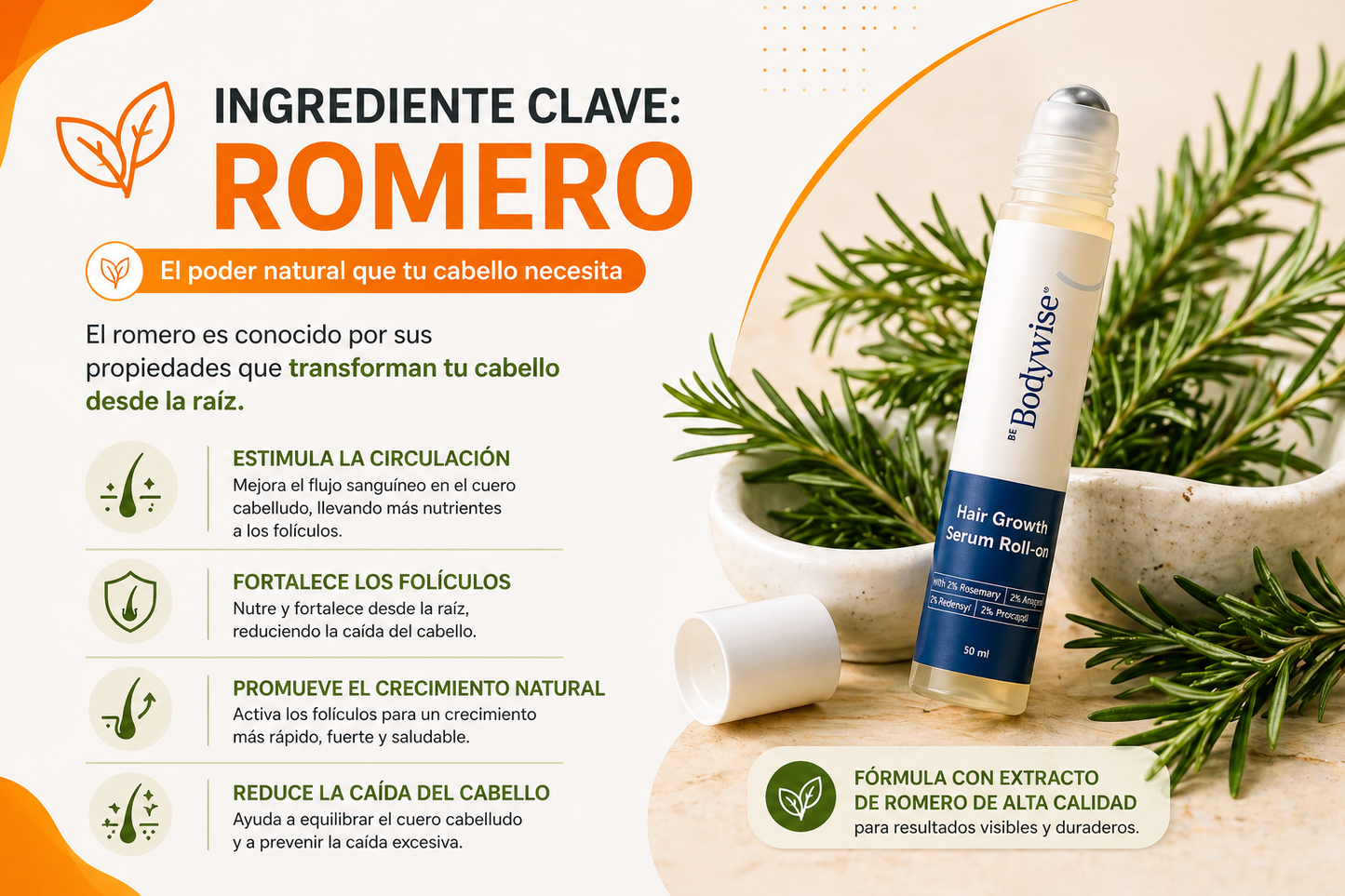 SÉRUM CAPILAR CON ROMERO (BODYWISE) 🌿