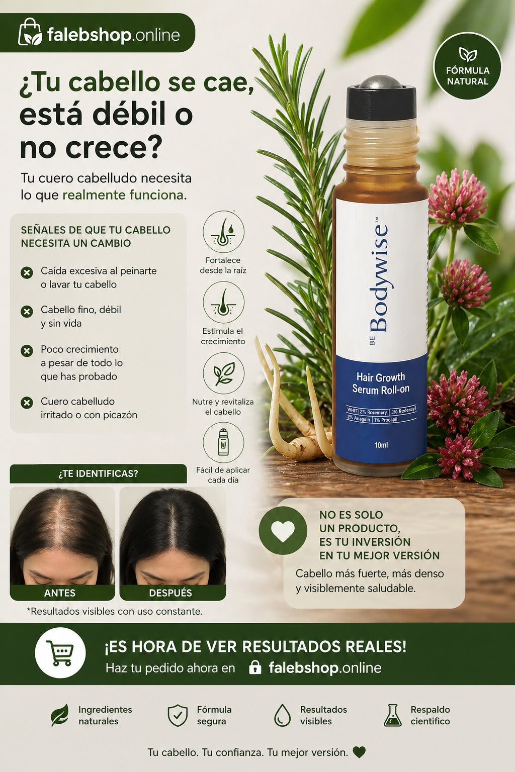 SÉRUM CAPILAR CON ROMERO (BODYWISE) 🌿