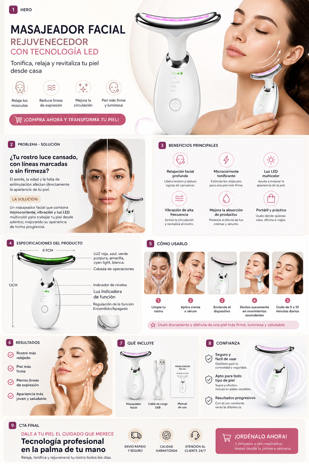 Masajeador facial rejuvenecedor 🤩