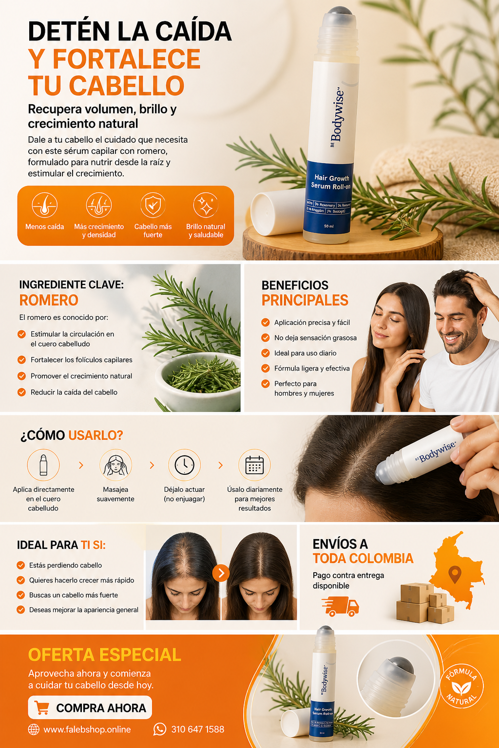 SÉRUM CAPILAR CON ROMERO (BODYWISE) 🌿
